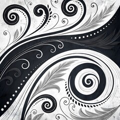 “Intricate monochrome mandala with swirling floral patterns, grayscale brush strokes and ornamental symmetry.”