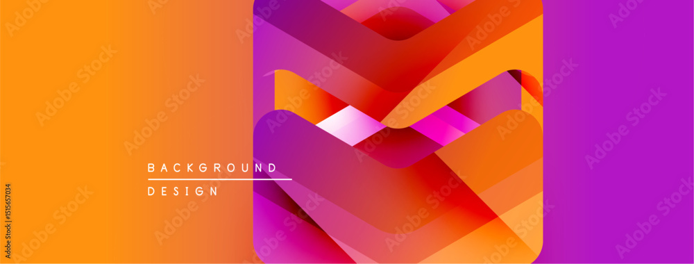 Poster abstract geometric design. vibrant orange, pink, purple gradients create dynamic visual effect. mode