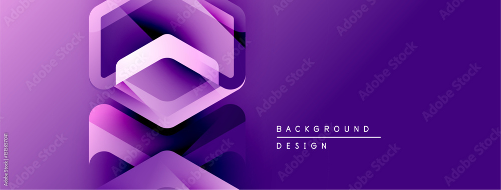 Poster Abstract purple layers create dynamic shape. Gradient background adds depth, modern feel. Minimalist design suits various projects.