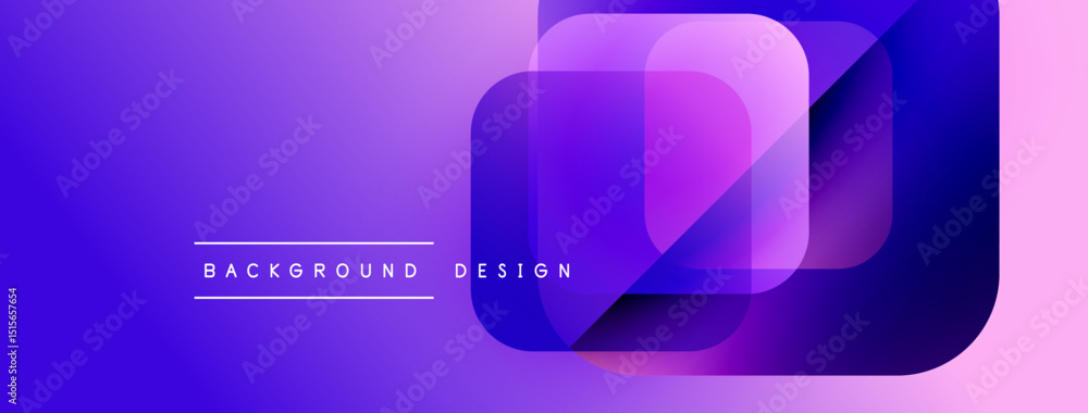 Aufkleber Abstract purple design features layered squares. Gradient colors blend smoothly, creating modern visual effect. Text reads background design.