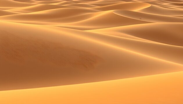 rolling sand dunes at golden hour, soft shadows, smooth textures, vast and quiet desert environment.