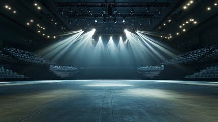 empty stage with spotlights light and space large hall rays of light