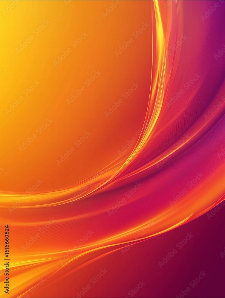 Poster abstract flow of color: a vibrant composition of flowing lines in shades of orange and red creates a