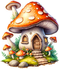 Fairytale Mushroom House in a Magical Forest, Fairytale mushroom houses.