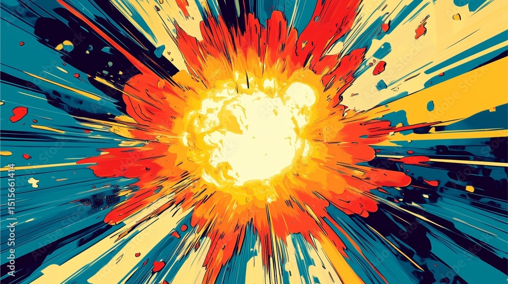 Poster explosive energy: capturing the raw power and vibrant energy of an abstract explosion in a dynamic a