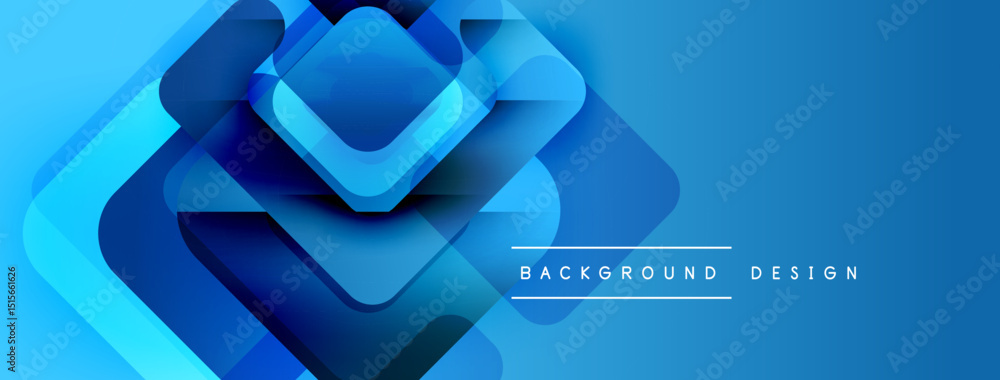 Aufkleber Abstract blue layers create dynamic composition. Modern geometric shapes suggest depth, innovation, technology. Gradient effect enhances visual appeal.