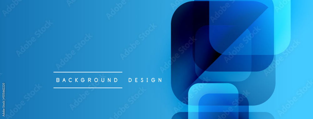 Aufkleber Abstract blue background features layered geometric shapes. Modern design elements create dynamic visual effect. Simple, clean aesthetic.