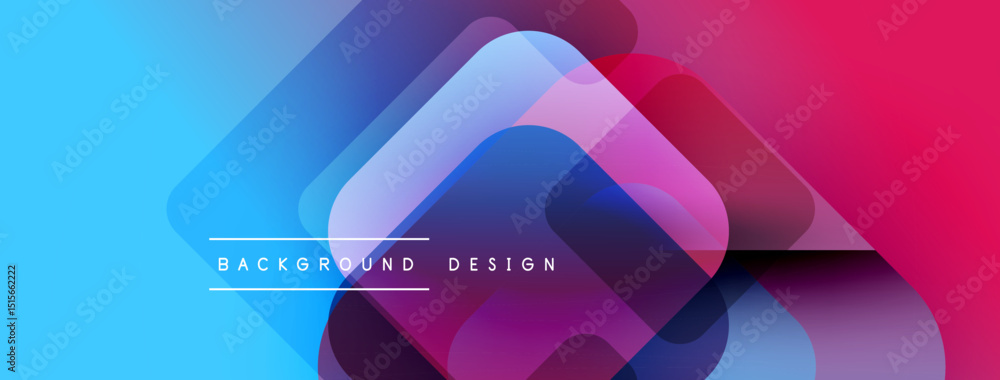 Aufkleber abstract geometric shapes overlap, creating vibrant gradient effect. blue transitions to pink, moder