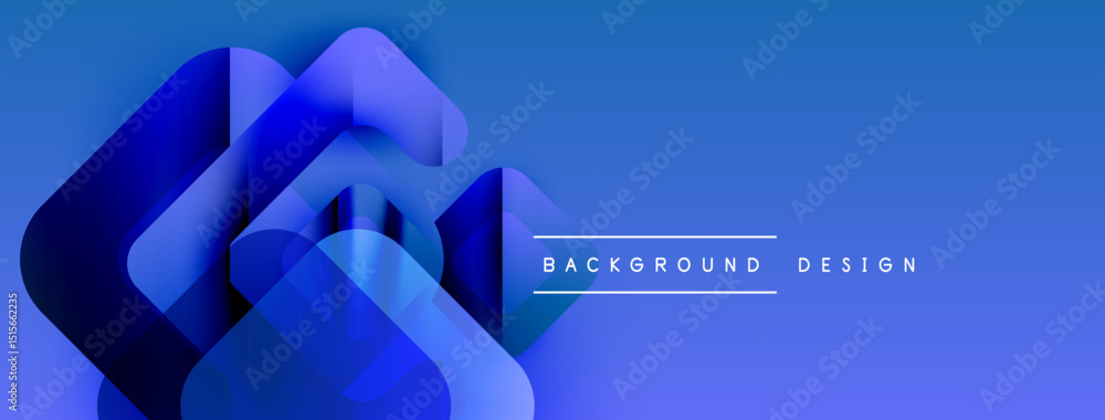 Poster Abstract blue shapes overlap creating dynamic gradient effect. Modern design suitable for backgrounds, presentations. Simple, clean aesthetic.