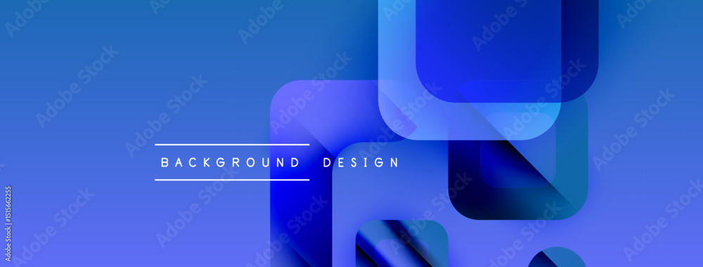 Poster Abstract blue background. Overlapping squares create dynamic visual effect. Modern design suitable for digital projects.