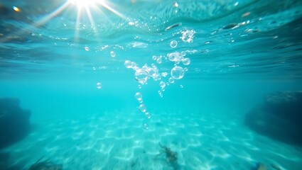 "Rising Air Bubbles Underwater in the Mediterranean Sea, France"