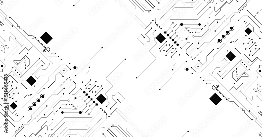 Poster abstract futuristic circuit board technology background. circuit board with various technology eleme