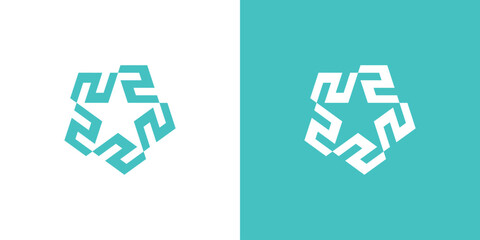 Letter Z or Number 2 Star Logo Design