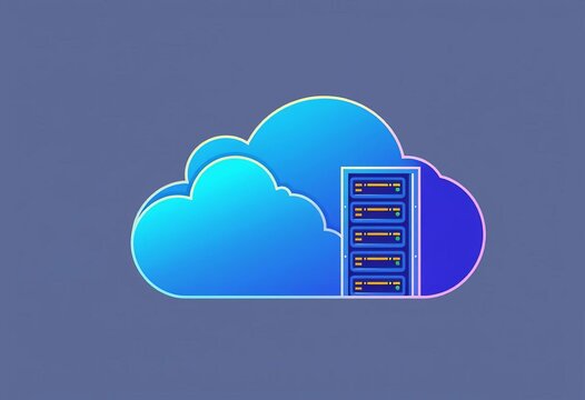 Linear icon depicting cloud computing data processing with server racks in the cloud ,  outline,  database - Powered by Adobe