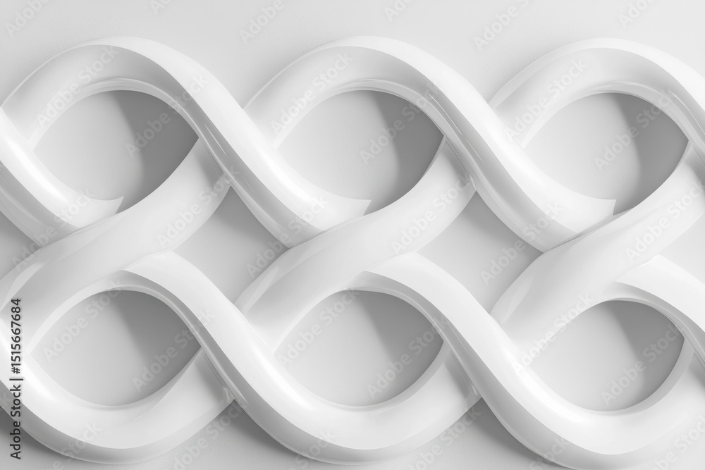 Poster white infinity symbol rendered seamlessly on a smooth surface in minimalistic design environment, wh