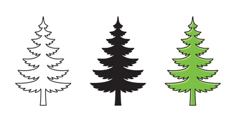 Obraz premium Pine Tree Icon with Tapered Shape Design , outline , flat design , stock vector . 