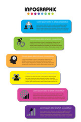 Colorful vertical business infographic with rounded rectangles and icons. Ideal for step-by-step guides, reports, and modern data presentations. Clean, flat vector design.