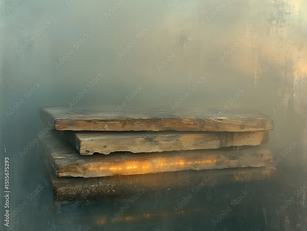 Poster ethereal wooden planks in soft hazy light provide abstract texture backdrop