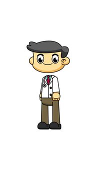 Surprised Reaction by Chibi Doctor, Wide-Eyed Cartoon Animation on Greenscreen