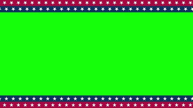 American Flag Frame On Alpha or Green Screen Loop