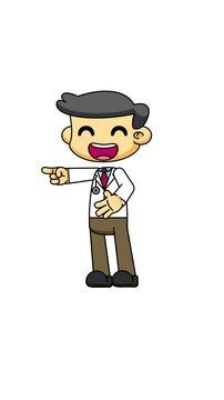 Laughing Doctor Character in Chibi Style, Joyful Loop Animation on Greenscreen