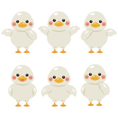 指さしをするアヒルのキャラクターイラストセット