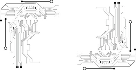 Obraz premium Vector Abstract circuit board connecting dots and lines , data visualization technology background isolated design. 