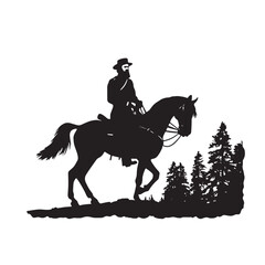 Fototapeta premium Black vector silhouette of a horse and rider in an equestrian sport gallop