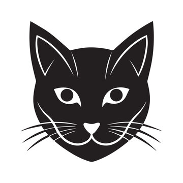 recommend clip art: Sleek Black Cat Face with Sharp Eyes and Whiskers