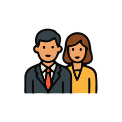 Business people vector cartoon icon set illustrating diverse teams of smiling businessmen and women in suits