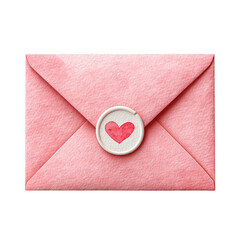 Pink envelope with watercolor heart seal on textured paper creates charming and romantic feeling perfect for love letters or special messages