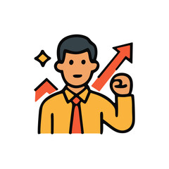 Cartoon characters illustrate the success of diverse businessmen