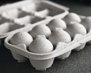 Biodegradable egg carton made from recycled materials showcasing eco-friendly packaging and promoting sustainability through smart recycling.







