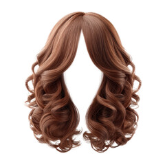 Naklejka premium Soft watercolor curls in warm brown shades flow beautifully in this realistic hair design with gentle waves and natural shine