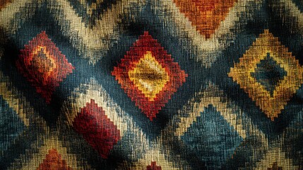 Traditional turkmen carpet design with bold geometric patterns for cultural and decorative use.