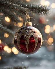 Glossy Christmas Ornament with Glitter and Snow