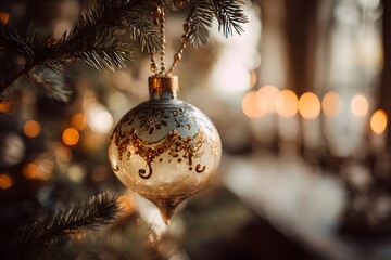 Glossy Christmas Ornament with Glitter and Snow