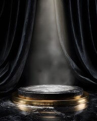 Luxurious Marble and Gold Product Display Podium