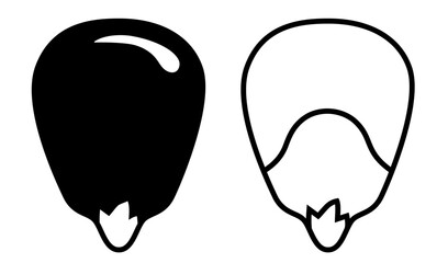 Corn kernel vector icons in solid and outline styles. Editable line weight. Minimal black and white graphic of shelled corn pieces, corn seed, popcorn kernels, or cereal grain.