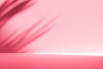 Wall interior background, studio and backdrops show products.with shadow from window color pink background for text insertion and presentation interior decoration	