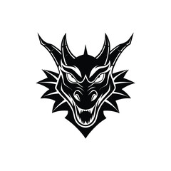 Fototapeta premium Flat and Minimal Angry dragon face icon vector illustration isolated on white background 