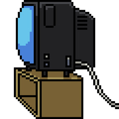 pixel art of outdated big box television