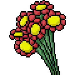 pixel art of bunch of flower bouquet