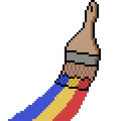 pixel art of primary colors brush paint