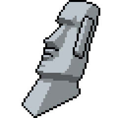 pixel art of stone head face sculpture