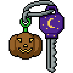 pixel art of halloween pumpkid keychain decoration