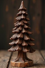 Rustic Wooden Christmas Tree Ornament with Warm Festive Backdrop