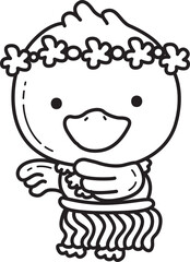 Outline of Funny baby Duck animal series. Coloring pages of Duck designs.