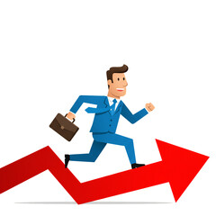 躍動感ある成功者上昇グラフ