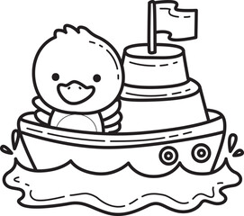 Outline of Funny baby Duck animal series. Coloring pages of Duck designs.